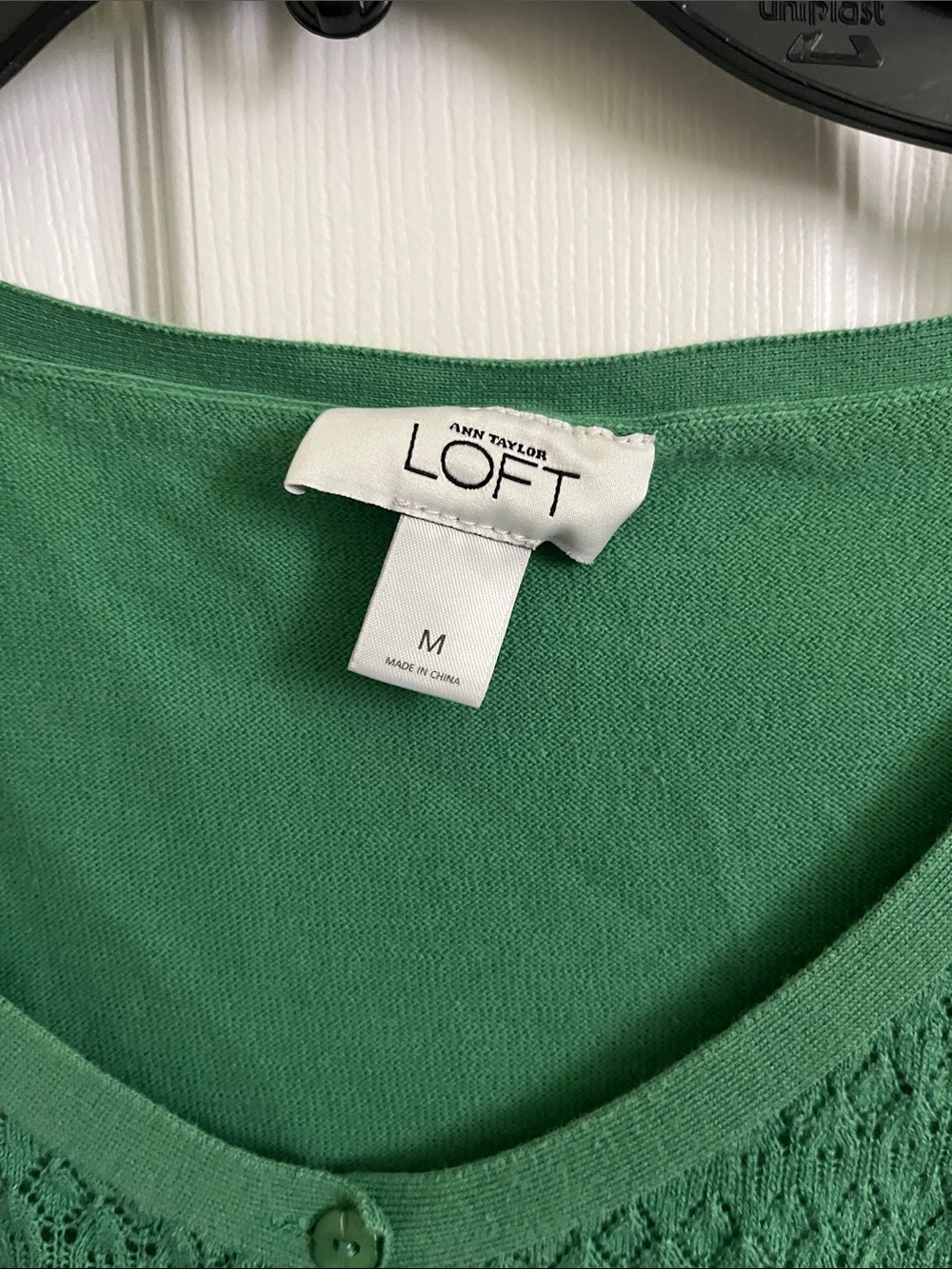 LOFT Green Button-Front Knit Top